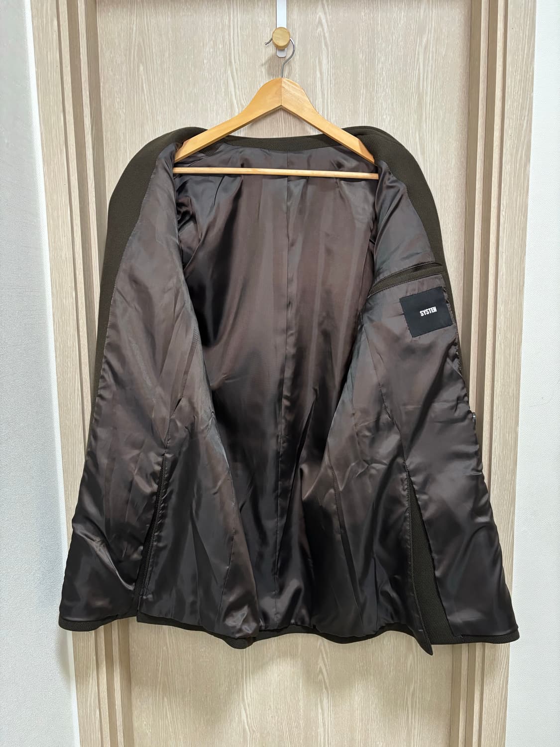 시스템옴므 울 더블하프코트100/다크브라운 상품이미지4