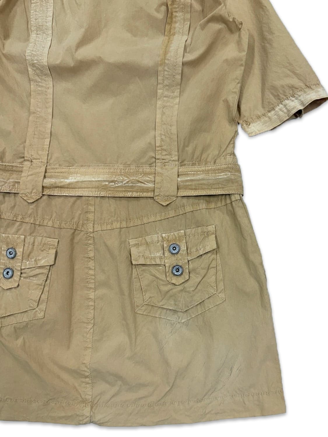빈티지 베이지 항공 밀리터리 벨트 미니 원피스 상품이미지8