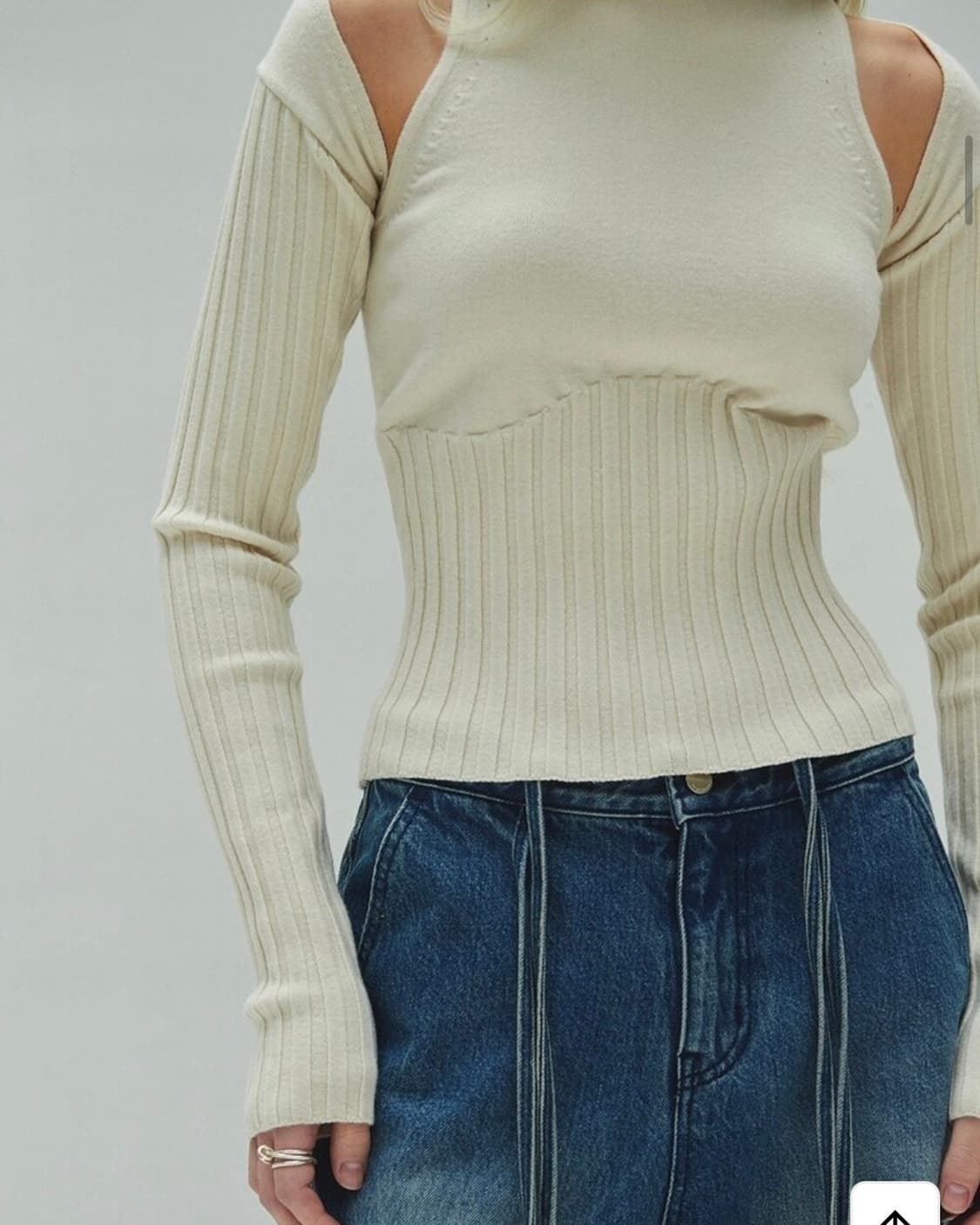다이애그널 RIBBED BOLERO CARDIGAN (ivory) 상품이미지3
