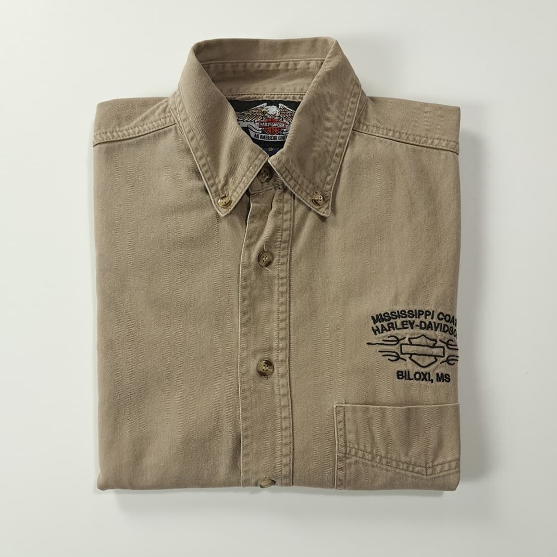 CK230 S 할리데이비슨 90s 샌드베이지 반팔 셔츠 남방 상품이미지6