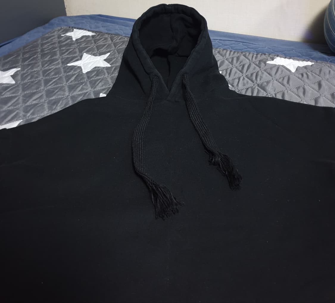 플라스틱아일랜드 기모 왕끈  롱 후드티 블랙 (OS) 상품이미지2