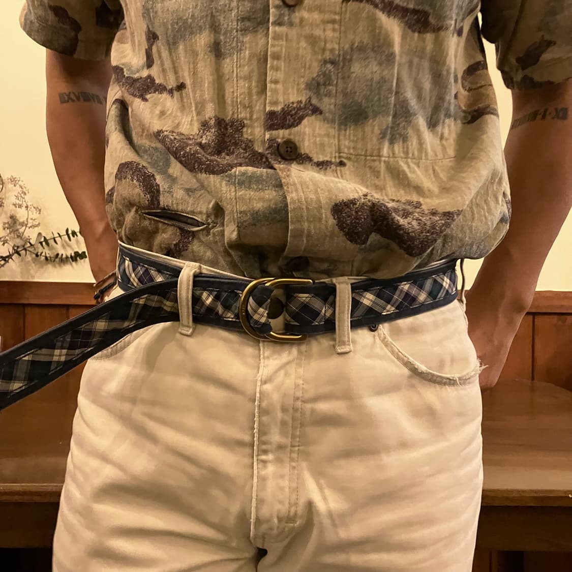 폴로 랄프로렌 코튼 체크 D링 벨트 32-36 상품이미지7