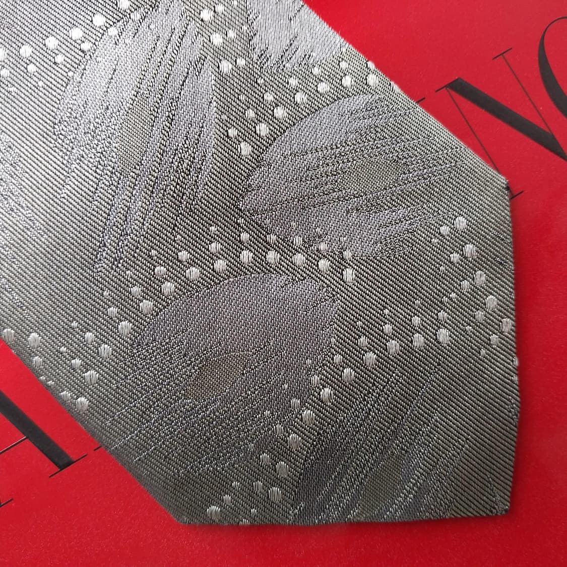 발렌티노 실크 올리브그레이 패턴 넥타이 8.9cm A등급 K2161 상품이미지6