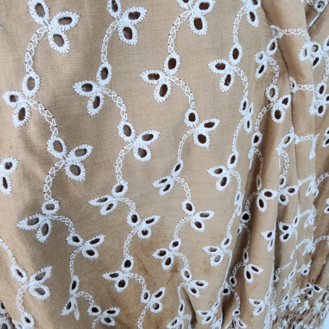 플라스틱 아일랜드 자수 롱 원피스 브라운 상품이미지6