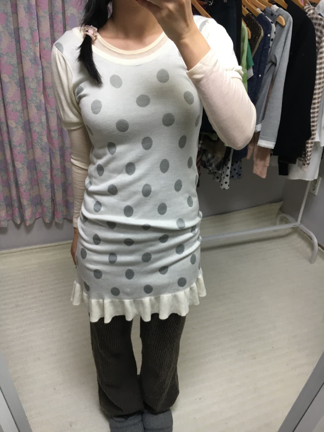 아이보리 도트 니트 원피스 상품이미지3