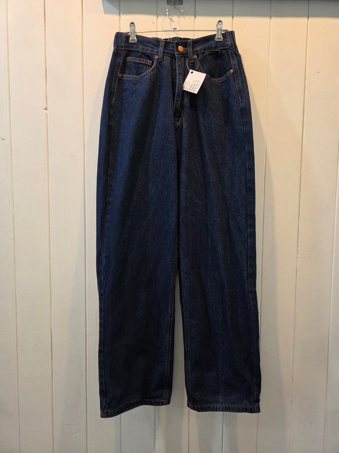 뒷 허리 밴딩 와이드 청바지 상품이미지1