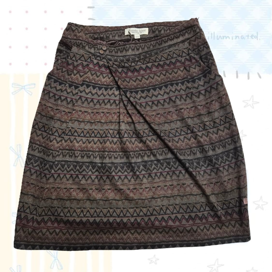 써스데이아일랜드 히피 모리걸 빈티지 에스닉패턴 미디스커트  상품이미지1