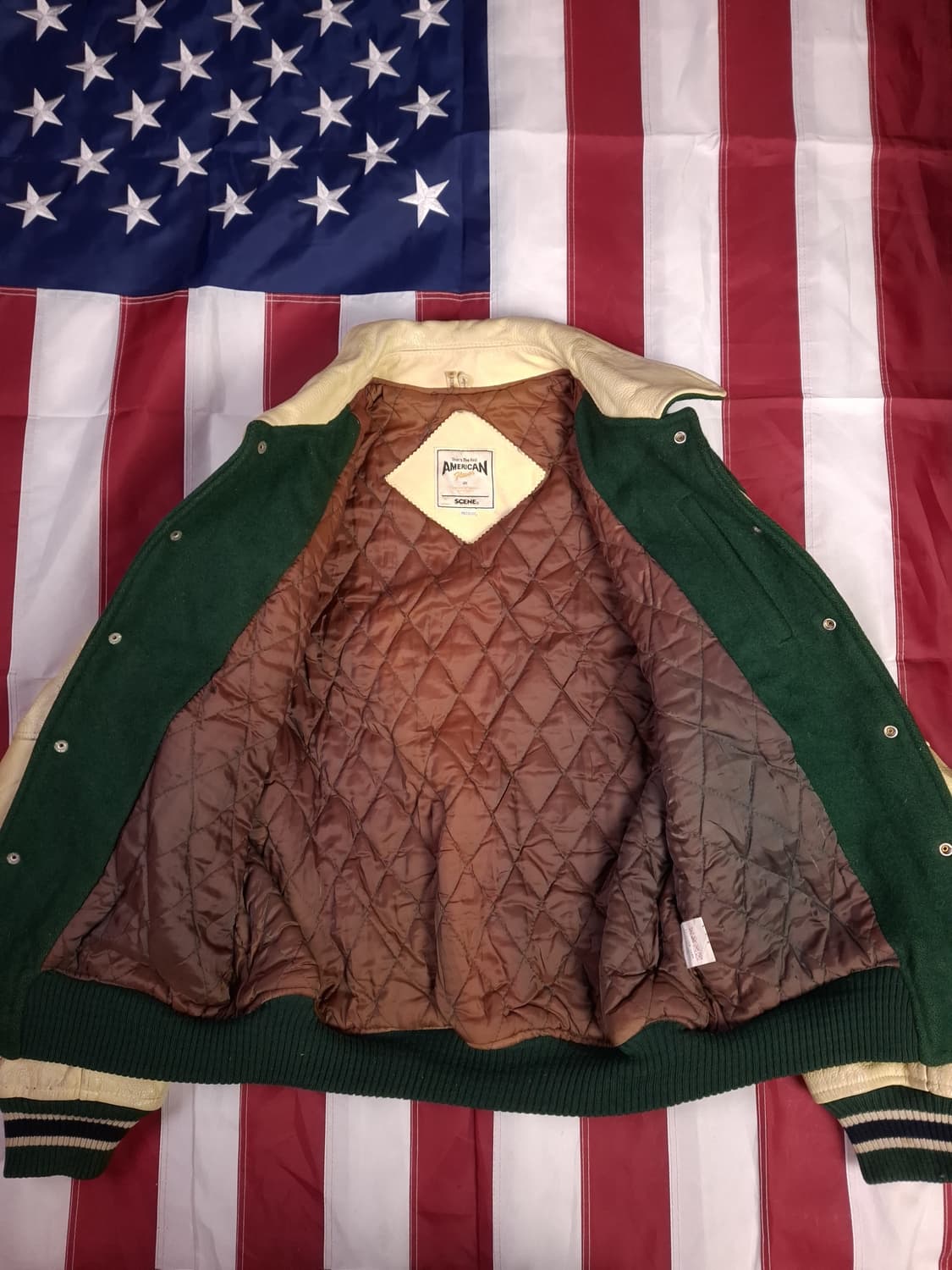 오리지날 80's 일본판 SCENE  울,레더 바시티자켓 상품이미지7