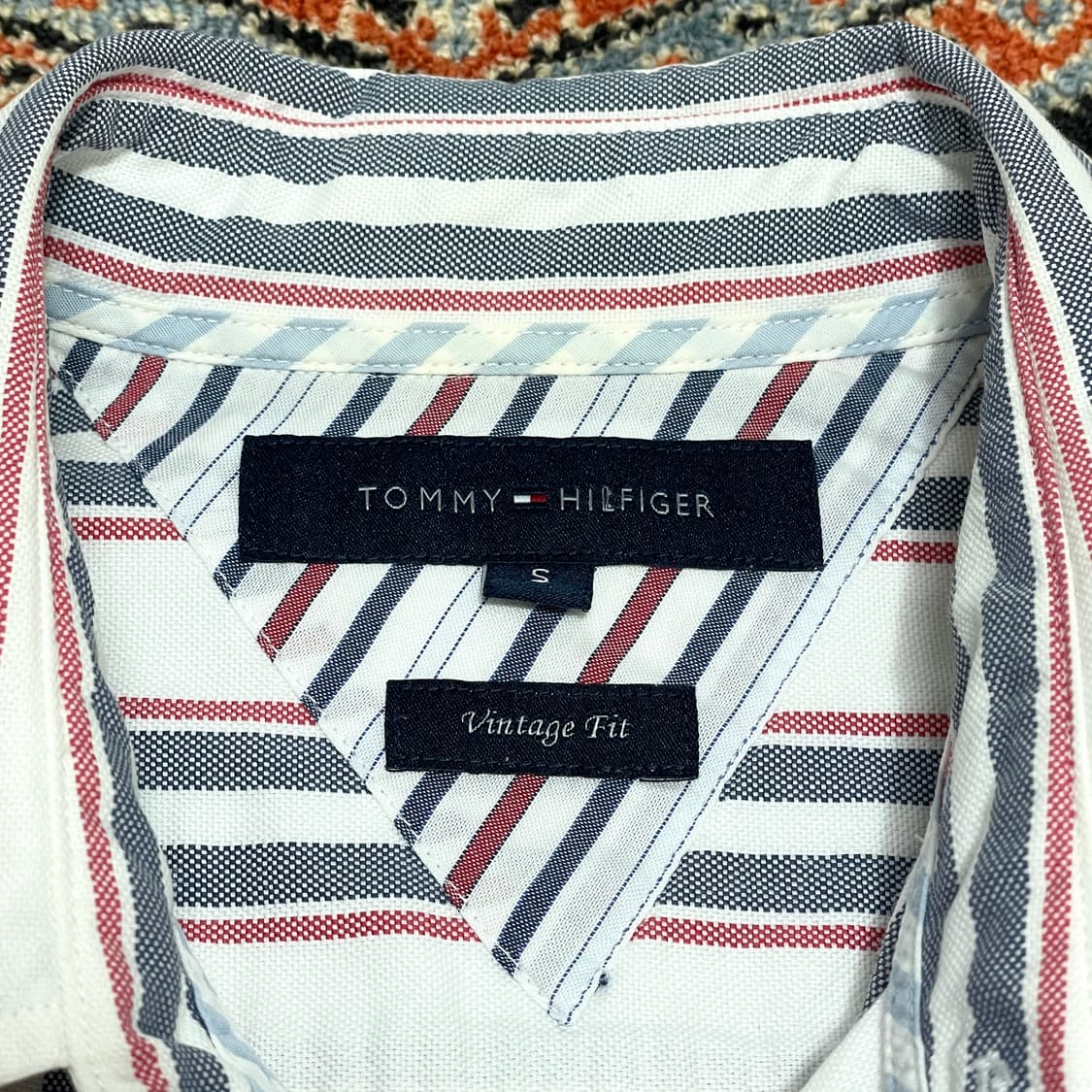 타미힐피거 빈티지핏 네이비 세로 스트라이프 옥스포드 셔츠 남성S 상품이미지4