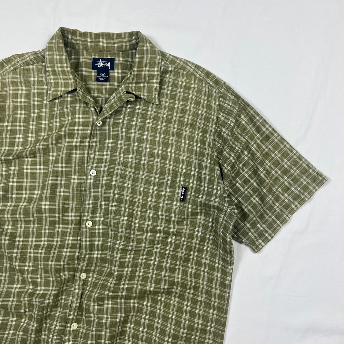 90‘s 스투시 stussy 포켓 체크 반팔셔츠 남방 상품이미지3