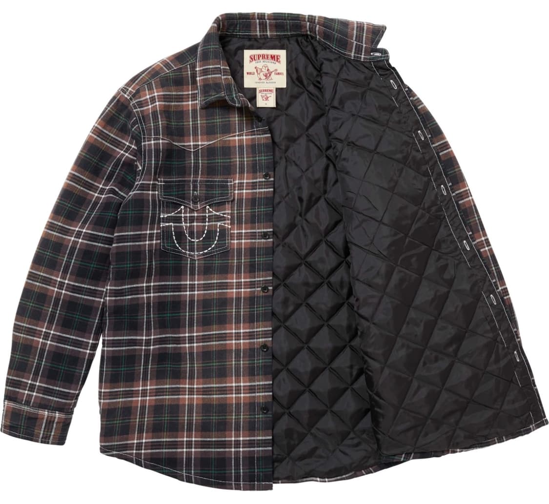 슈프림 x 트루릴리전 퀼티드 라인드 플레이드 플란넬 셔츠 블랙 상품이미지3