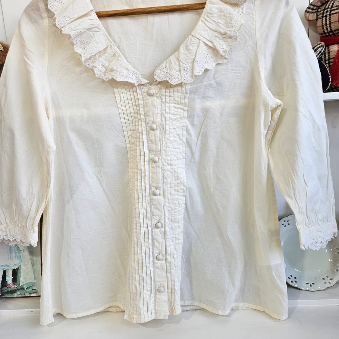 코튼 레이스 프릴 블라우스 상품이미지4