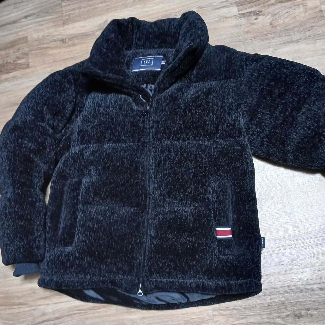 로맨틱크라운 벨벳 니트 다운 패딩 자켓 남녀공용 상품이미지1