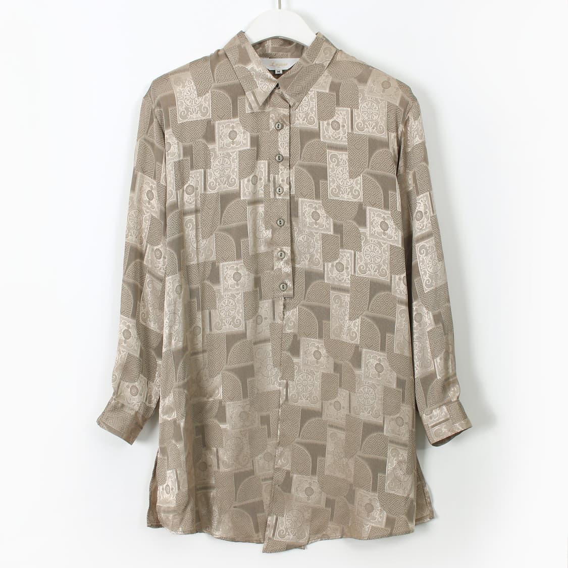 일본 빈티지 플라워 에스닉 패턴 롱 블라우스 상품이미지4