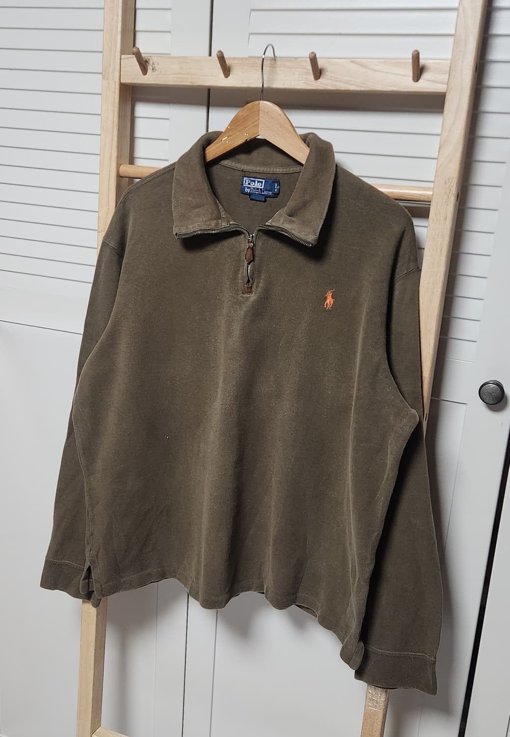 폴로 랄프로렌 오버핏 브라운 반집업 니트 맨투맨 상품이미지2