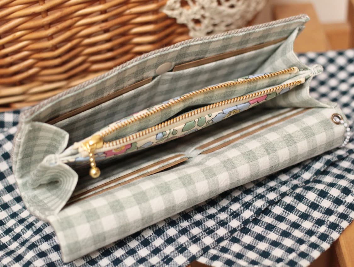 핸드메이드 민트 체크 장지갑 상품이미지7