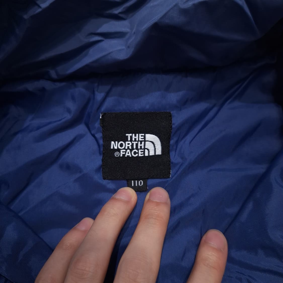 노스페이스 블루 로고 다이아몬드퀼팅 내피 경량 패딩 점퍼 L 상품이미지5