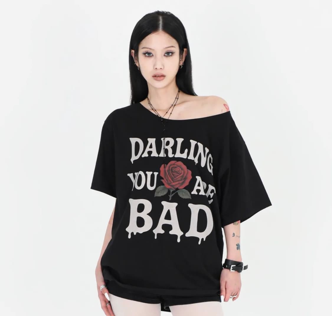 달링유어베드 MELTING ROSE TEE #BLACK 상품이미지1