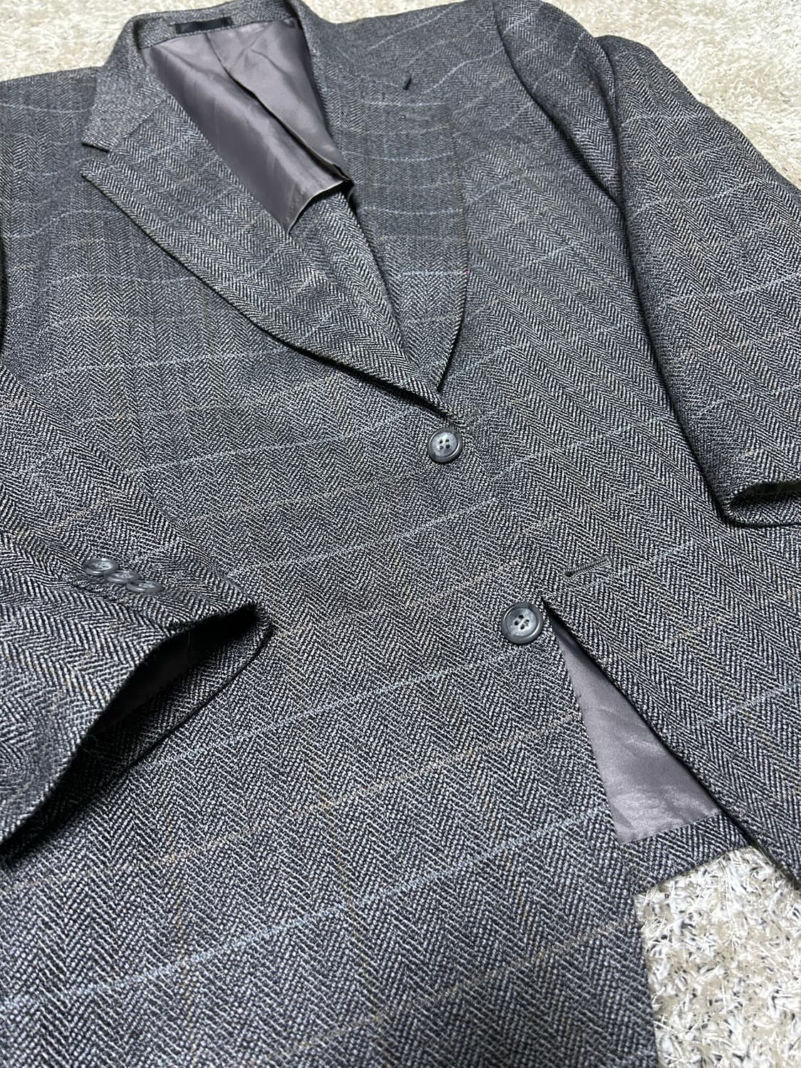 울 체크 블레이저 사이즈 105~110 상품이미지2