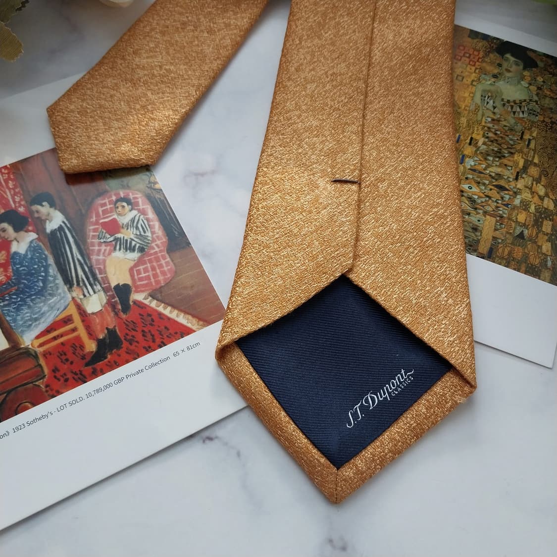 에스 티 듀퐁 실크 골드 텍스처 넥타이 8cm A+등급 K1426
 상품이미지7