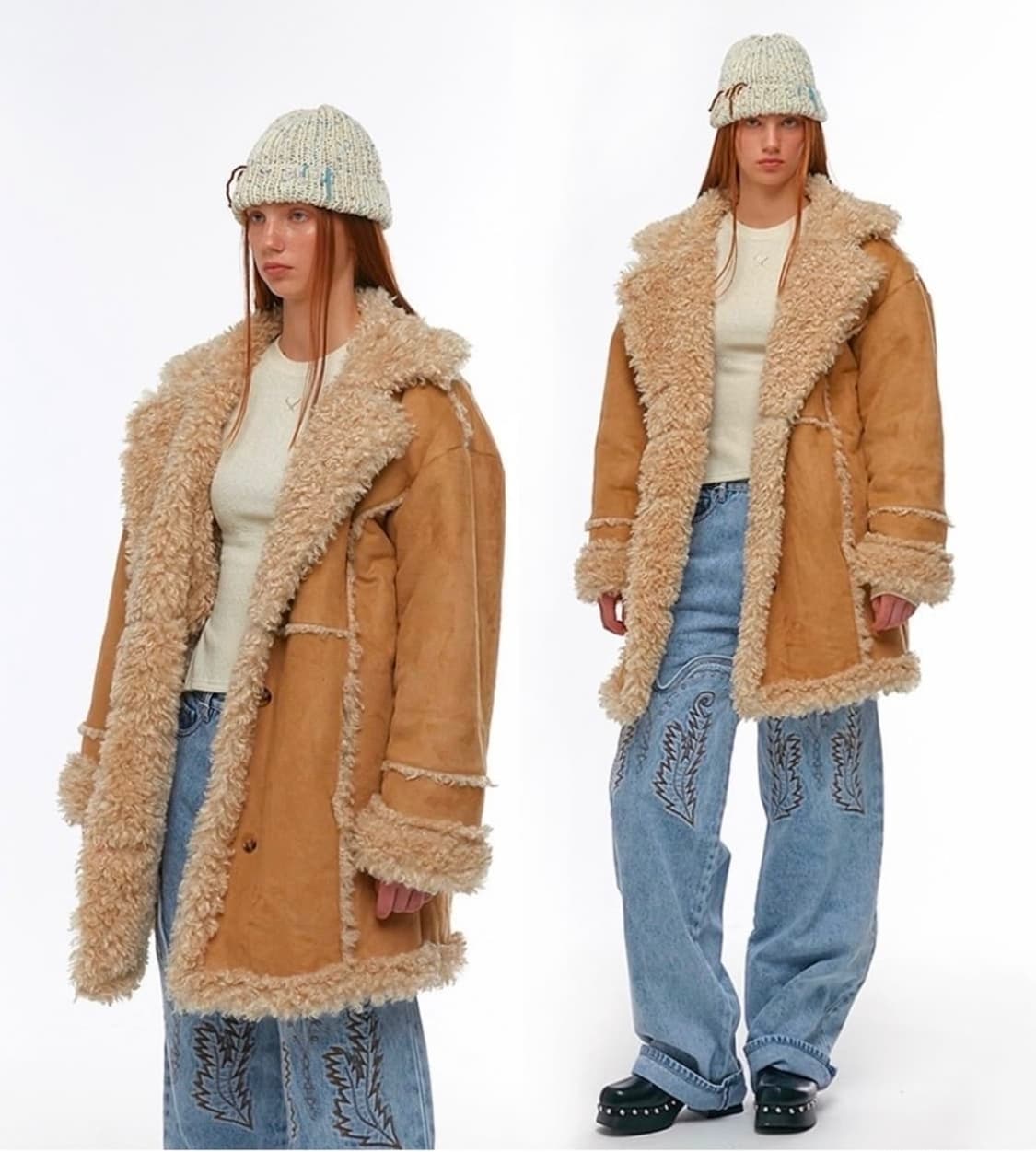 세이스라 오버 무스탕 자켓 베이지 상품이미지1