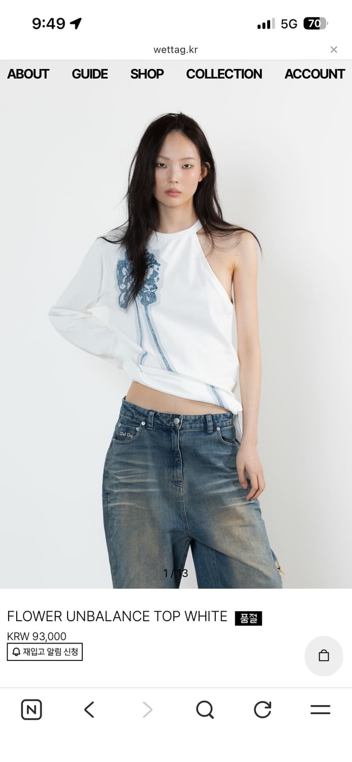 Wet Tag FLOWER UNBALANCE TOP WHITE 상품이미지1