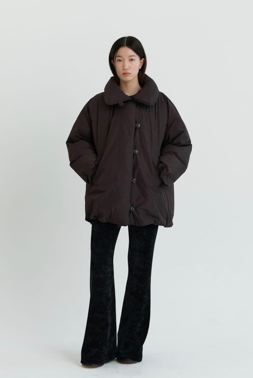 스프링크로커스 덕다운 하프 코트 패딩 브라운 상품이미지2