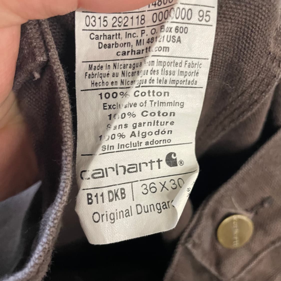 칼하트 다크 브라운 워크팬츠 상품이미지8