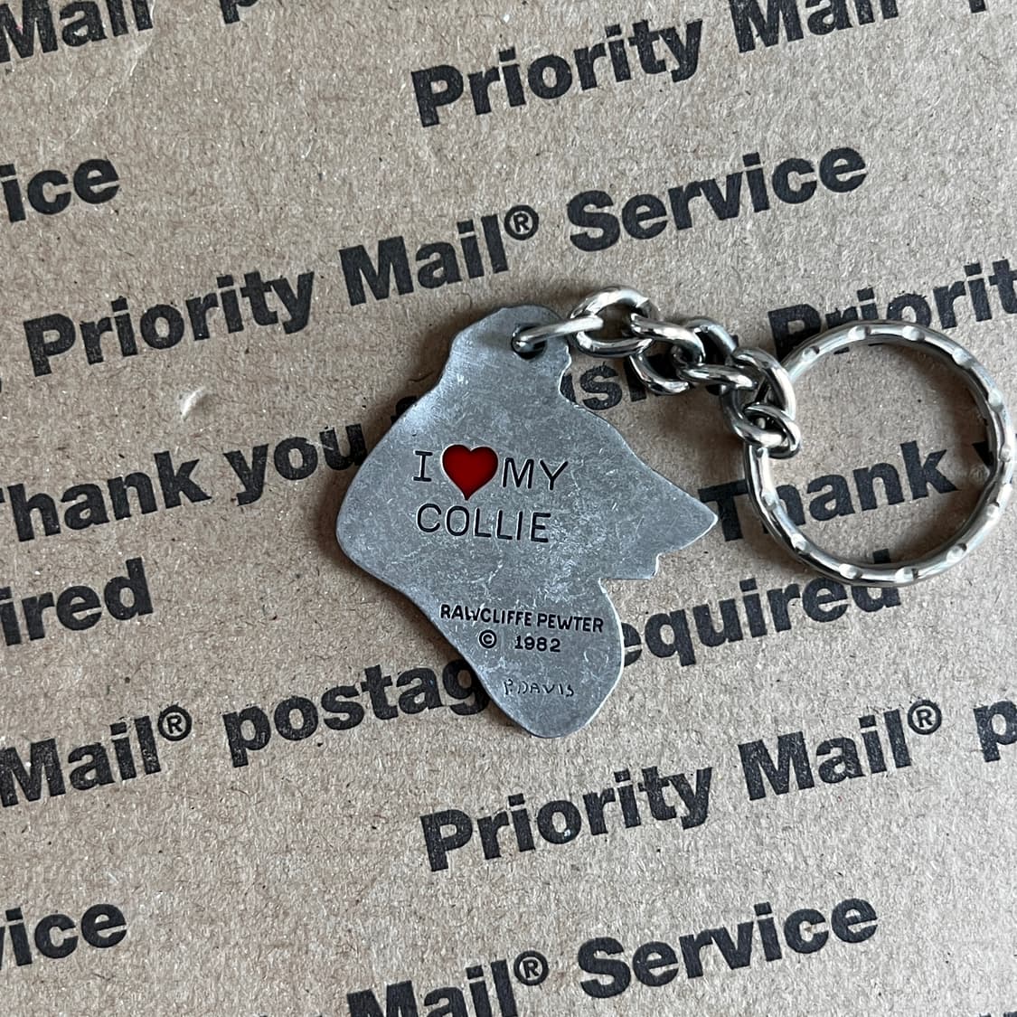 90s vtg Collie Dog Metal Keyring 상품이미지2