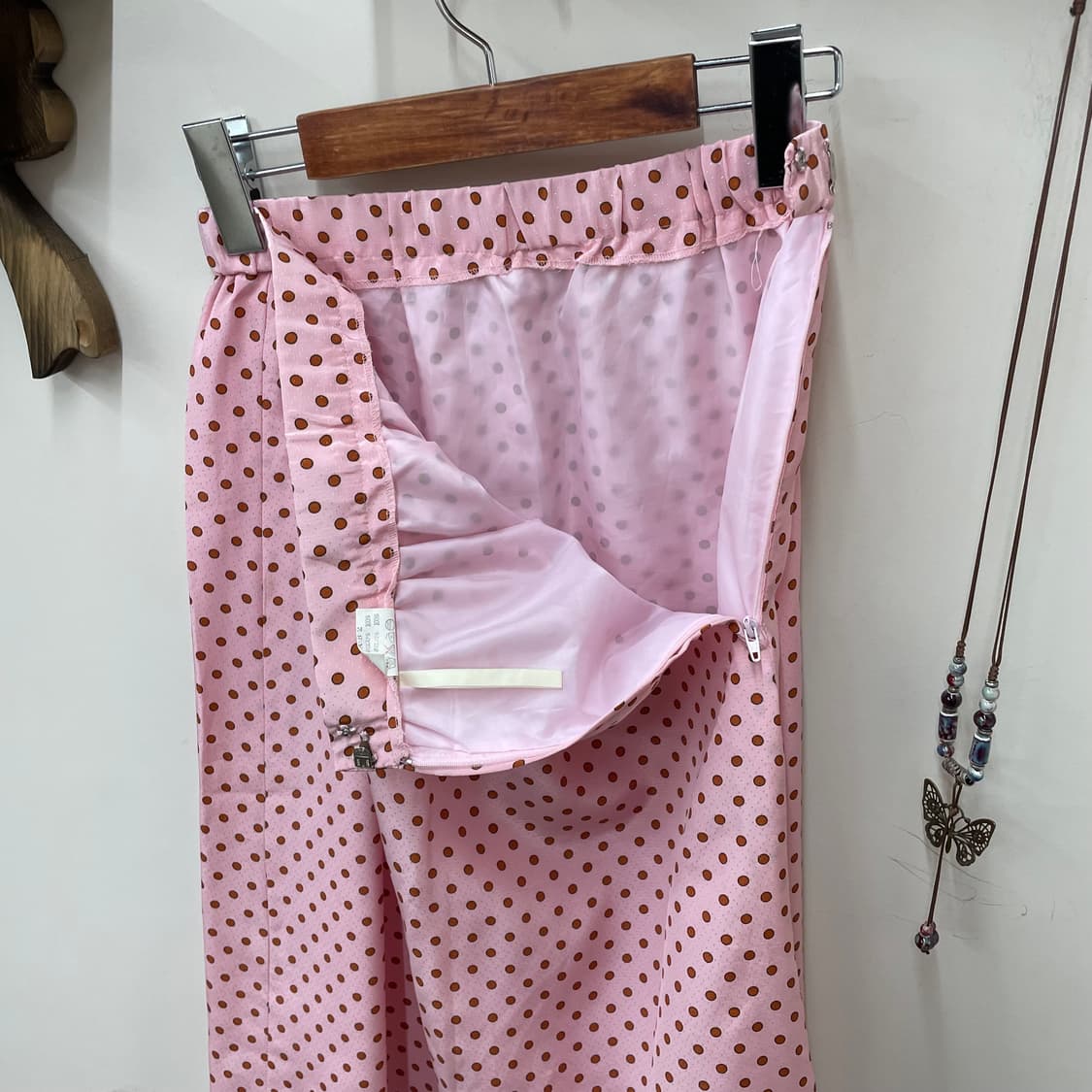 베이비핑크 폴카도트 롱스커트 상품이미지8