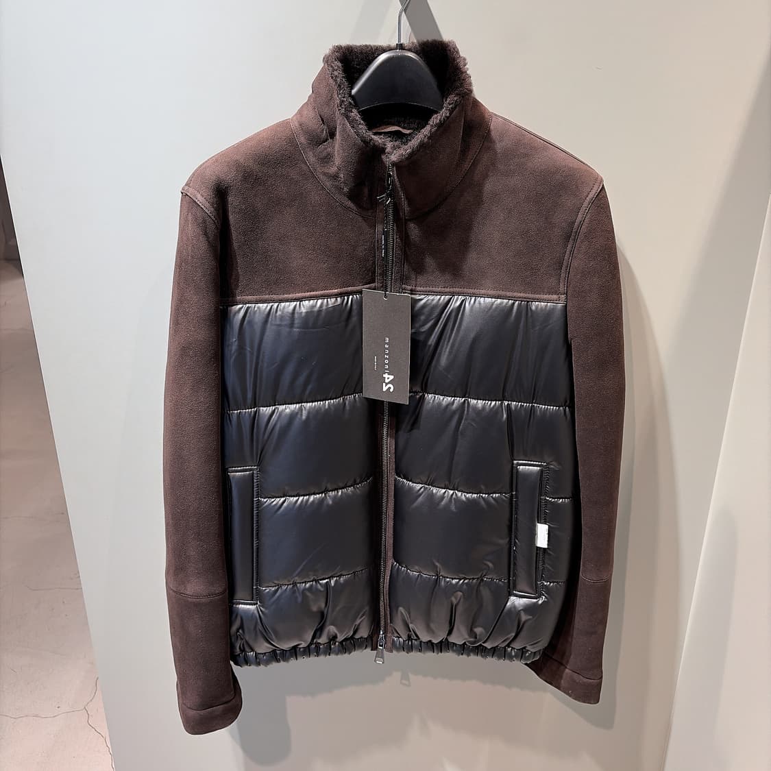(정품/새상품) 만조니 남성 브라운 양가죽 스웨이드 봄버 자켓 상품이미지1
