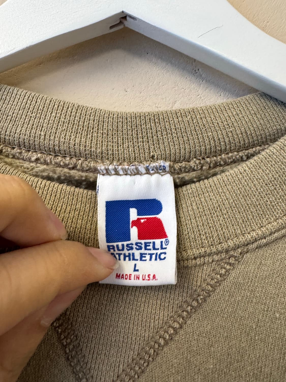 90s usa 러셀 플레인 스웻 베이지 L 상품이미지3