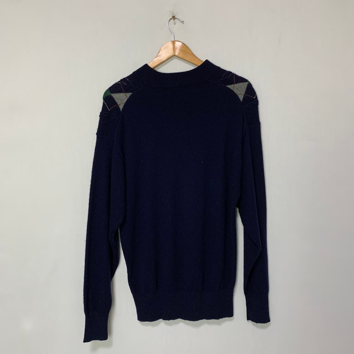 아가일 패턴 네이비 니트 스웨터 L 캐시미어 100 남성 빈티지 니트 상품이미지4