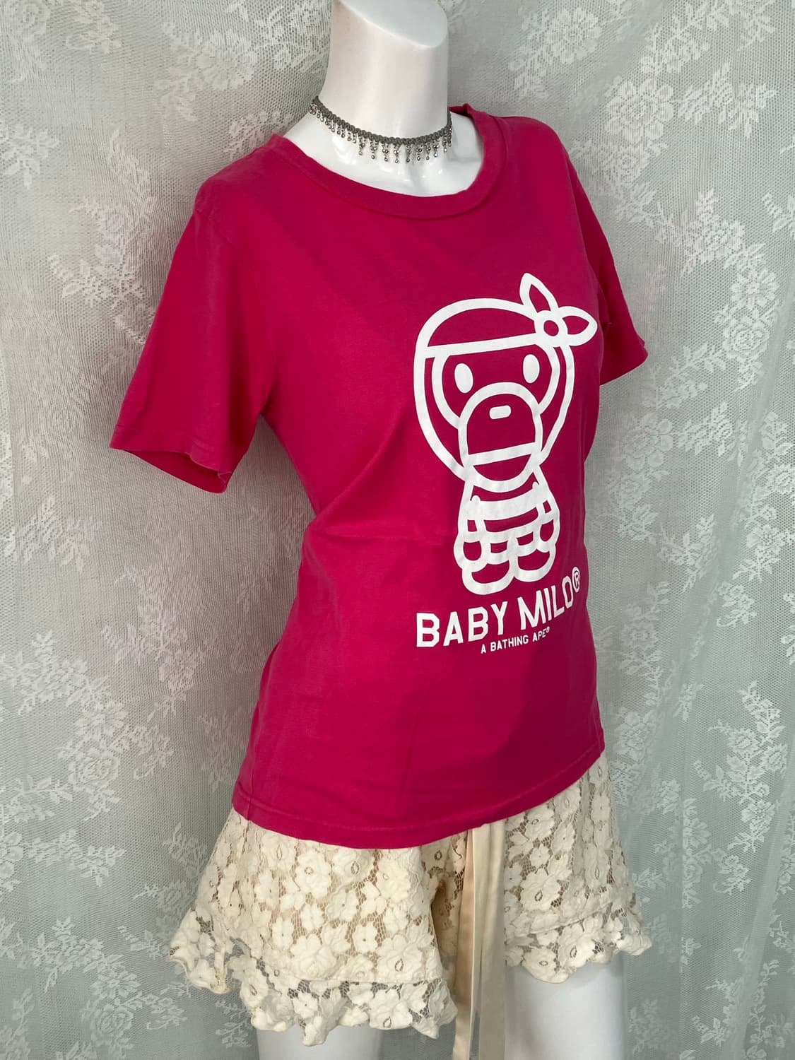 베이프 핫핑크 마일로 반팔 1050 y2k 스트릿 갸루 펑키 일본 상품이미지1