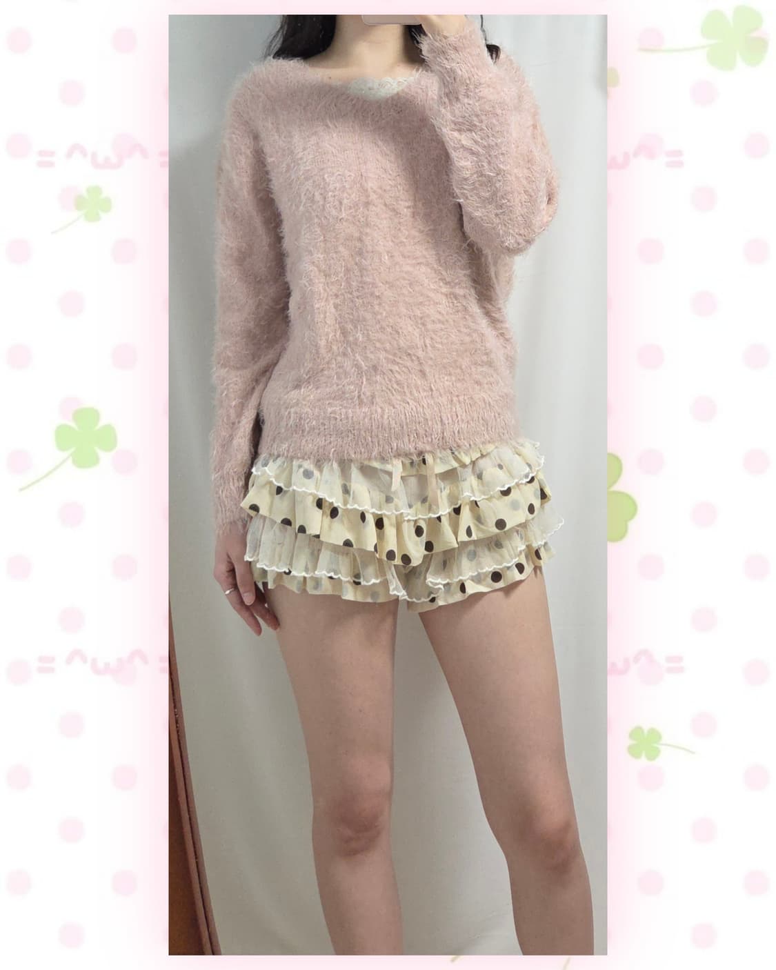 핑크 헤어리 V넥 니트 상품이미지2