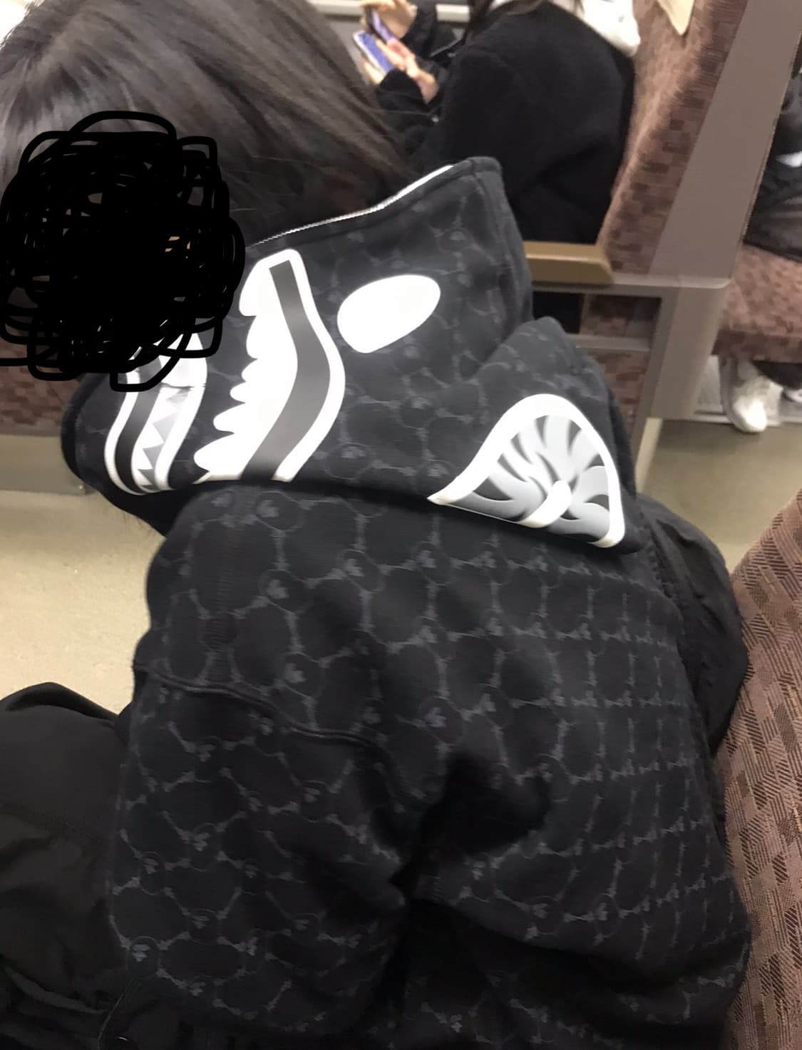 베이프 컬리지 모노그램 샤크 후드 블랙 상품이미지2