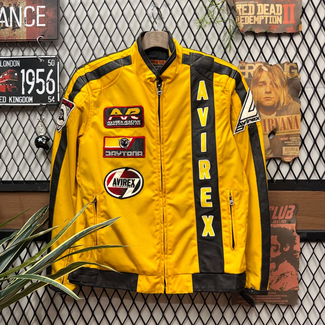 00s 아비렉스 데이토나 레이싱자켓 전후면 빅로고 포인트 옐로우 상품이미지1