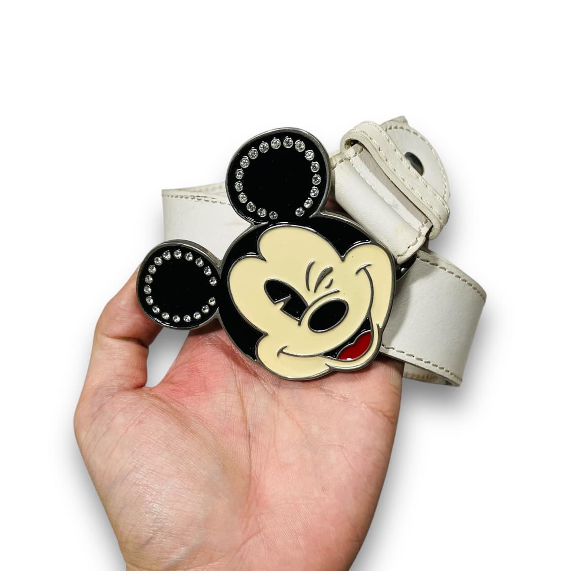 미키 마우스 윙크 화이트 레더 빈티지 벨트 상품이미지3