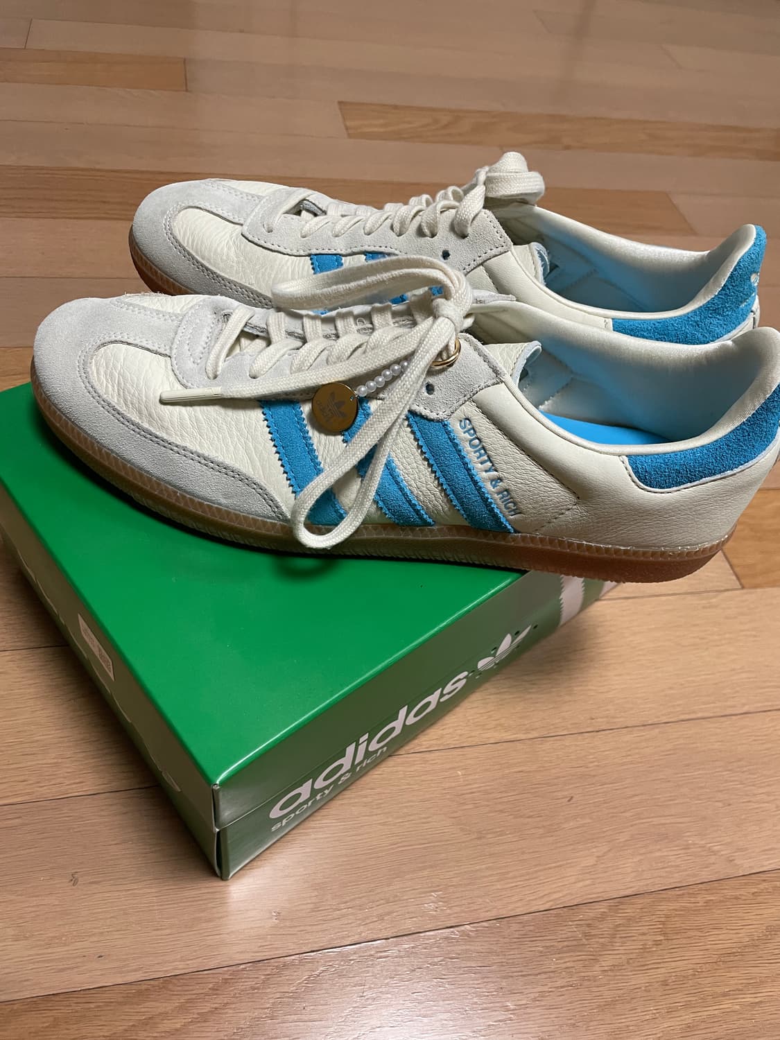 아디다스 x 스포티앤리치 삼바 크림 블루 상품이미지2