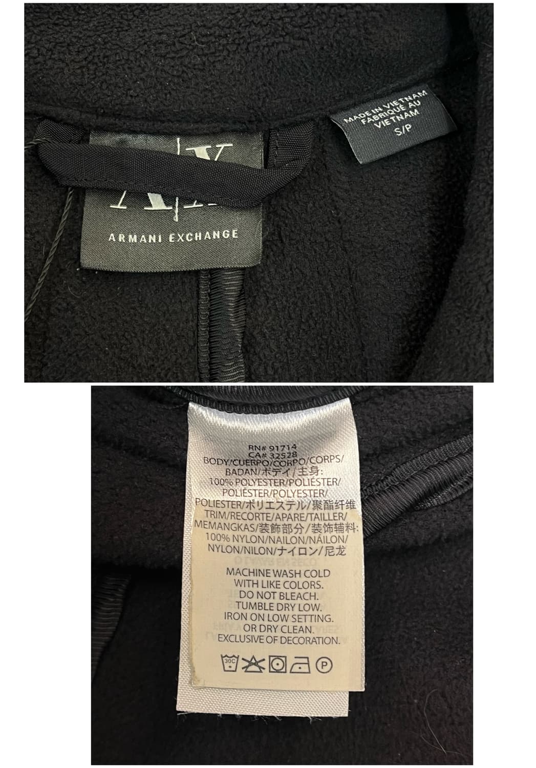 아르마니 익스체인지 플리스 자켓 블랙 S #csz3739 상품이미지3