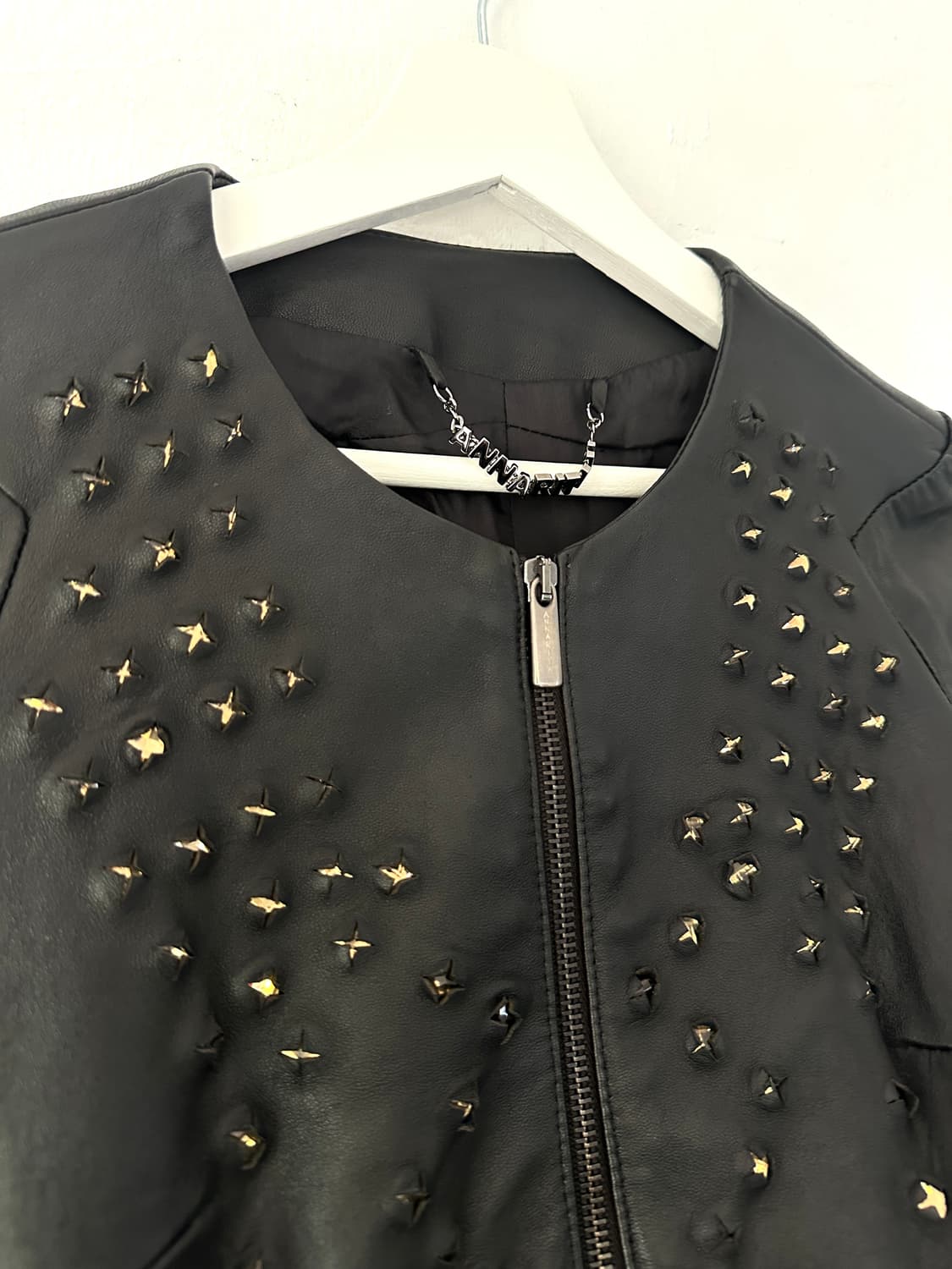 AnnairaN 2000s 불렛 스터드 램스킨 레더 자켓 상품이미지3