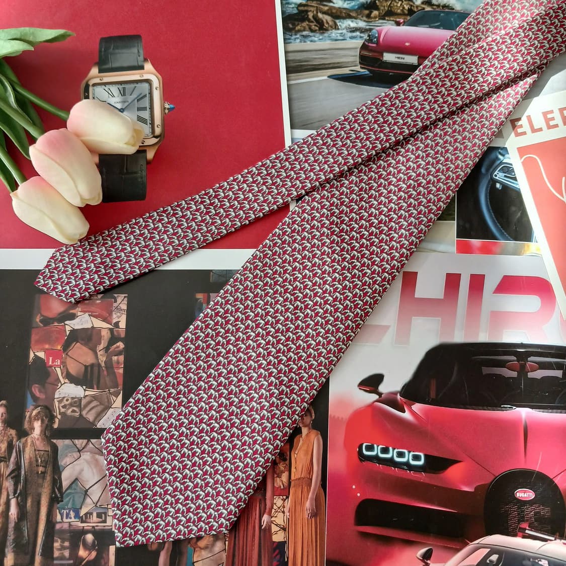 짐톰슨 실크 레드 코끼리 패턴 넥타이 8.7cm A+등급 A19047
 상품이미지3