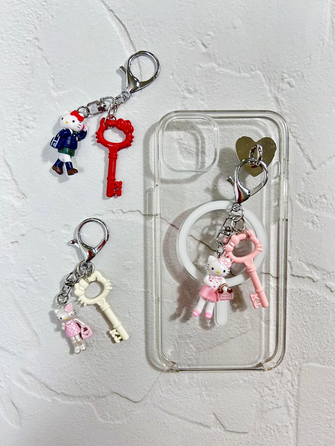 키티 커스텀키링 (핑크 / 레드 /아이보리 ver.) 상품이미지1