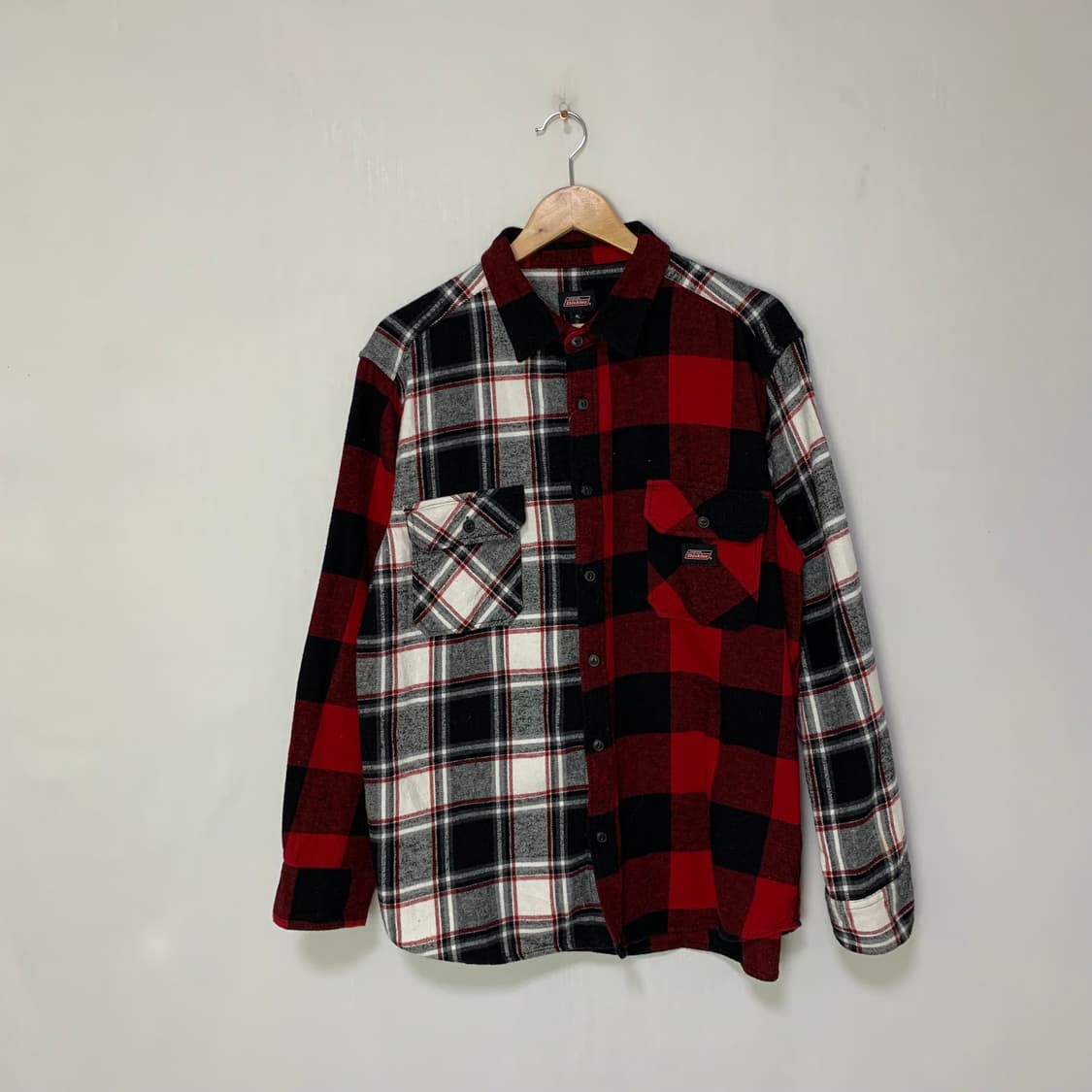 디키즈 y2k 빈티지 언발란스 레드/블랙 체크 셔츠 남방 상품이미지1