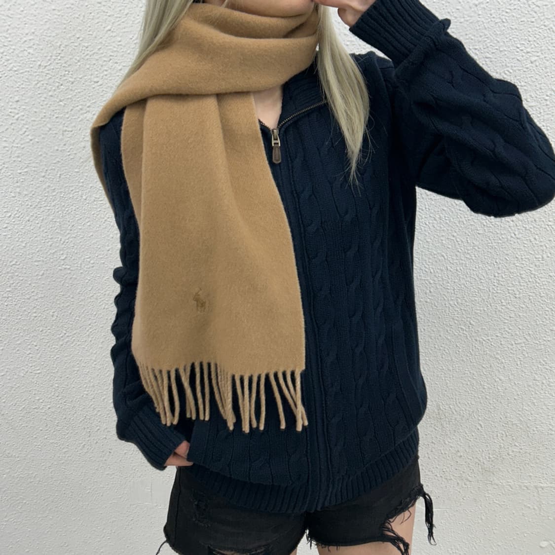 폴로 랄프로렌 브라운포니 딥베이지 앙고라 머플러 상품이미지2