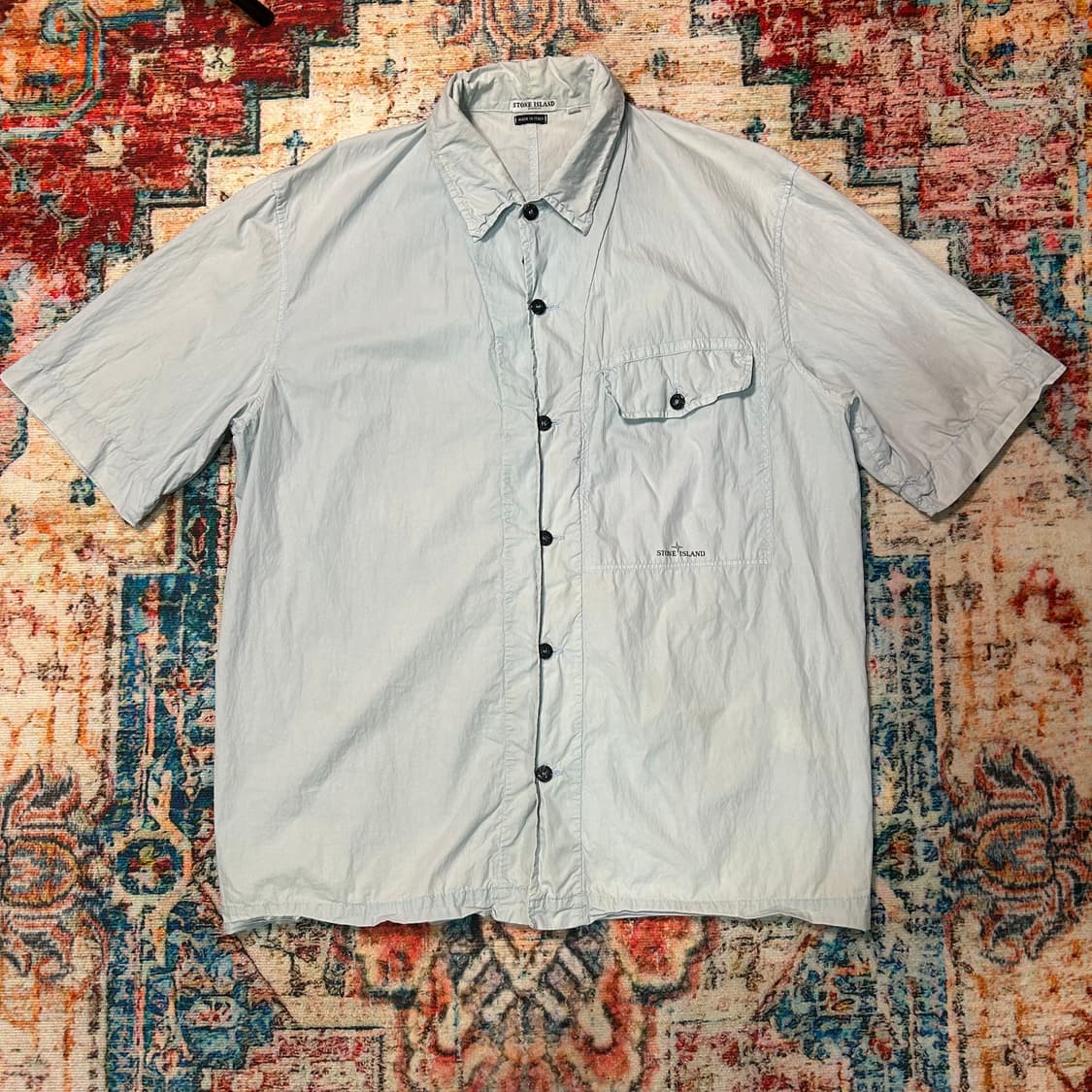 [XL] 00s 스톤아일랜드 아이스 블루 반팔 셔츠 상품이미지1