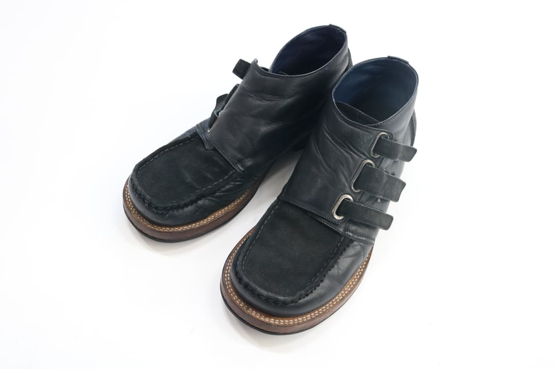 훕데두 빈티지 레더 콤비 3스트랩 벨크로 부츠 상품이미지2