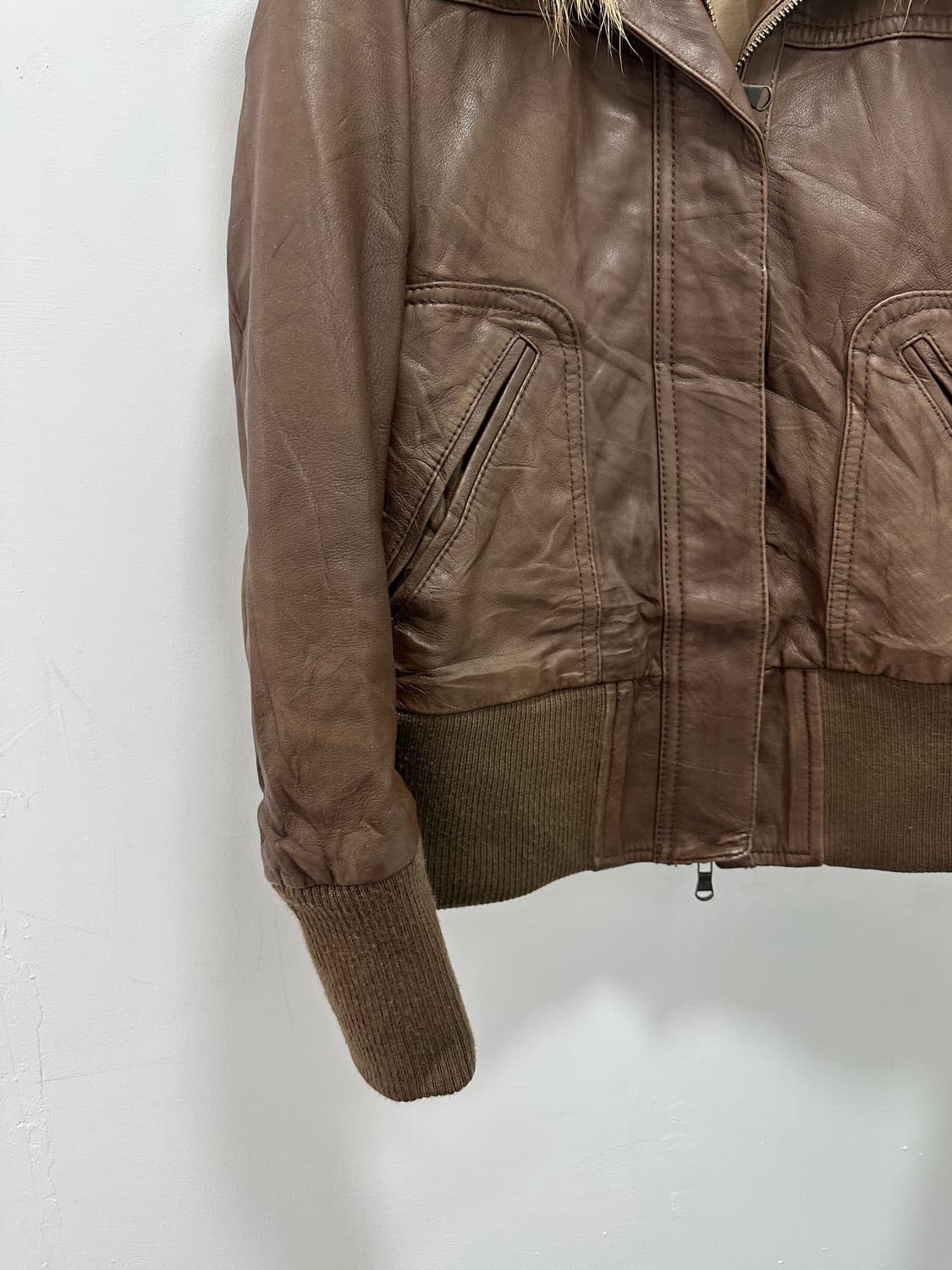 Raccoon fur high neck sheepskin leather  상품이미지3