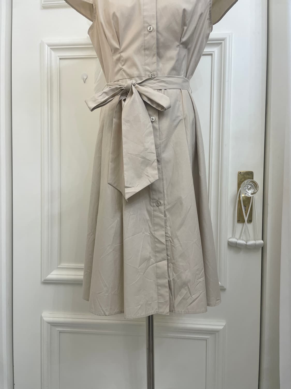 beige shirring pleats french sleeve belt 상품이미지9
