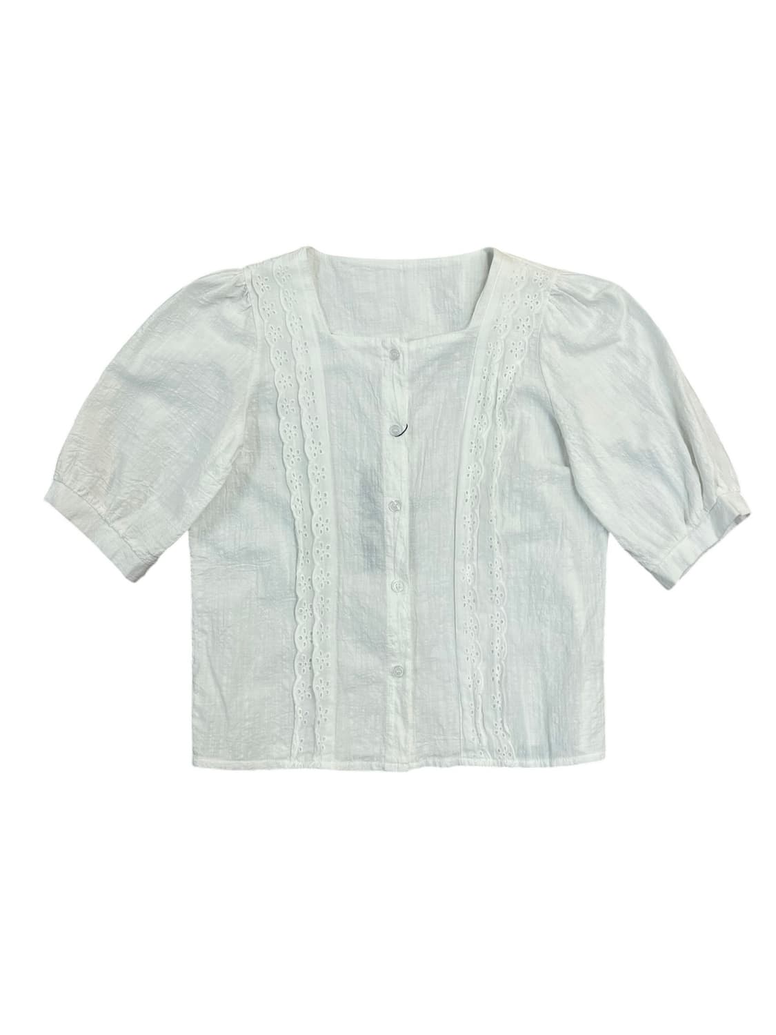 빈티지 펀칭 반팔 블라우스 화이트 #csz3747 상품이미지3